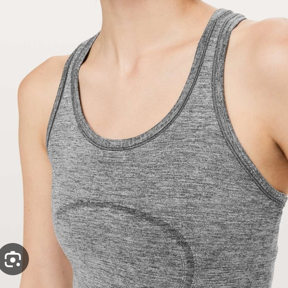 Lululemon Swiftly Tech Sparkle Tank Top Heathered Gray Black w Silver Metallic 6 - Picture 7 of 15